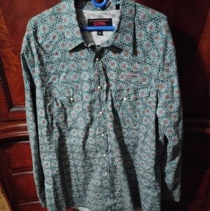Desigual Men's Geometric Shirt - Blue and White Rock And Roll